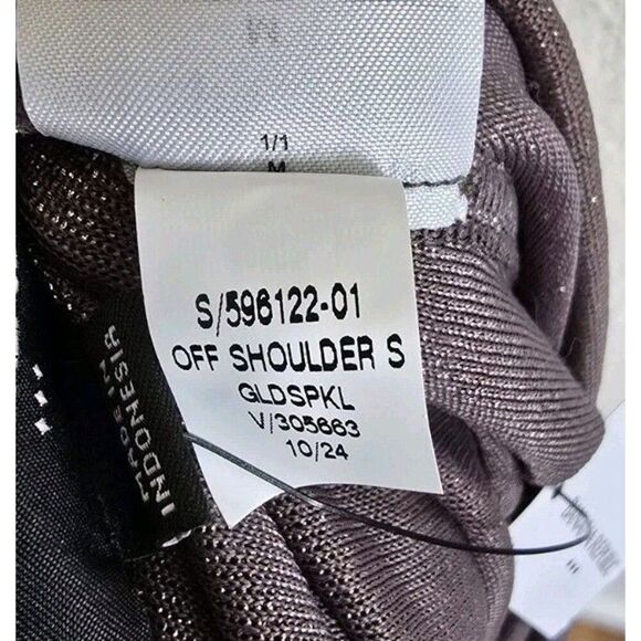 NWT Banana Republic Factory 2024 Off-Shoulder Sparkle Top Gold Size M Feminine - Picture 8 of 9
